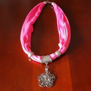 Elegant Hot Pink Necklace with Floral Pendant